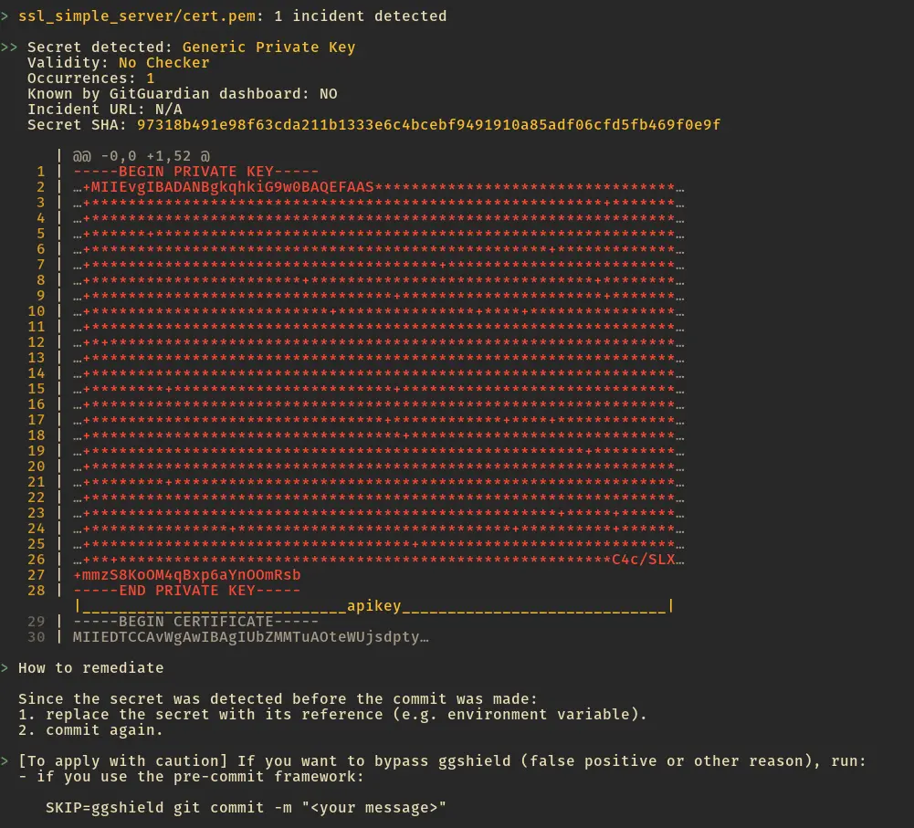 ggshield preventing a secret from escaping