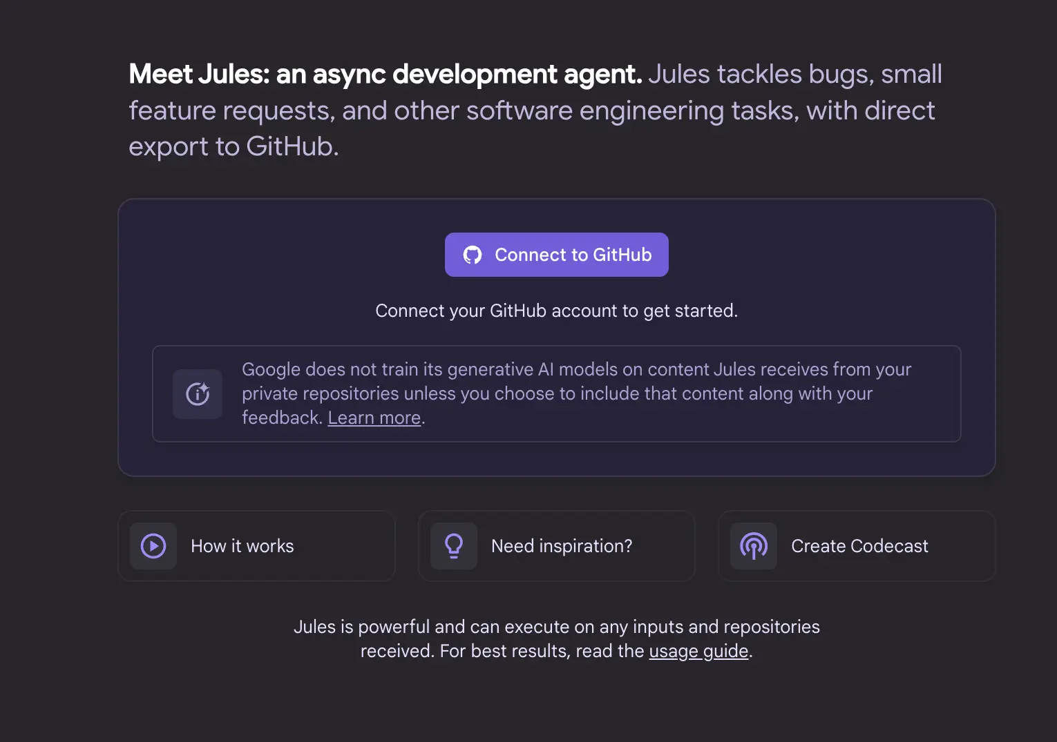 Jules main interface